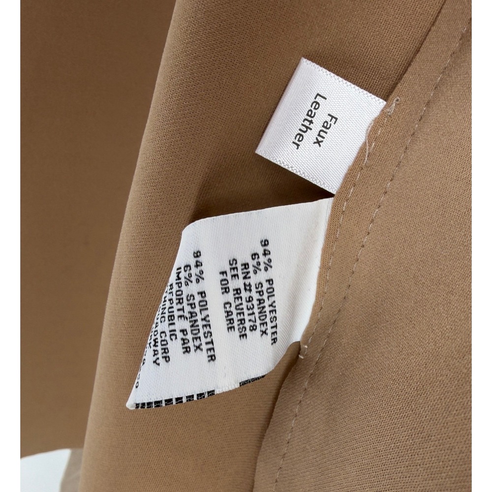 Magaschoni Women Tan Faux Suede Draped Open Front Belted Wrap Coat Jacket Small - Picture 5 of 5